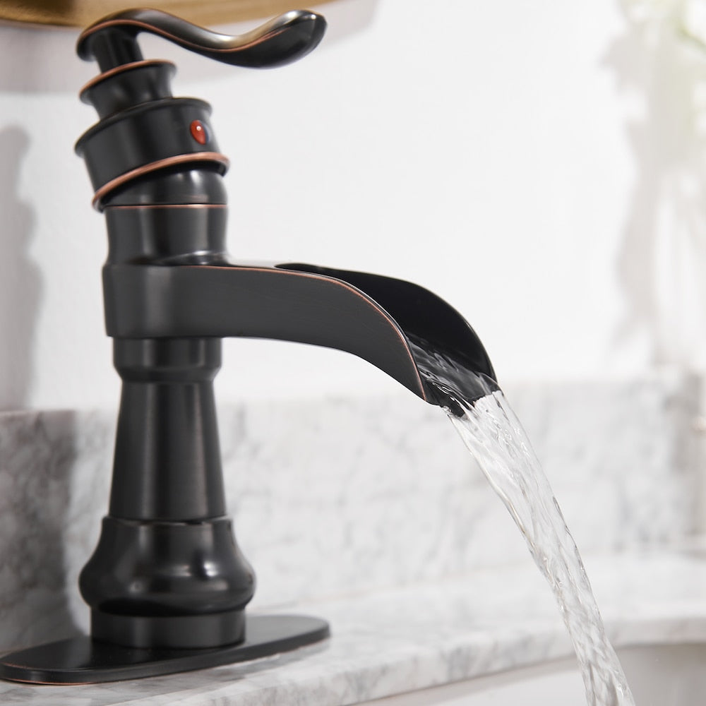 BZ6 Single Hole Bathroom Sink Faucet with Pop Up Drain in Oil Rubbed Bronze