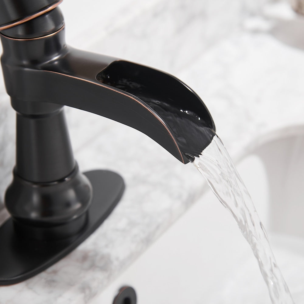 BZ6 Single Hole Bathroom Sink Faucet with Pop Up Drain in Oil Rubbed Bronze