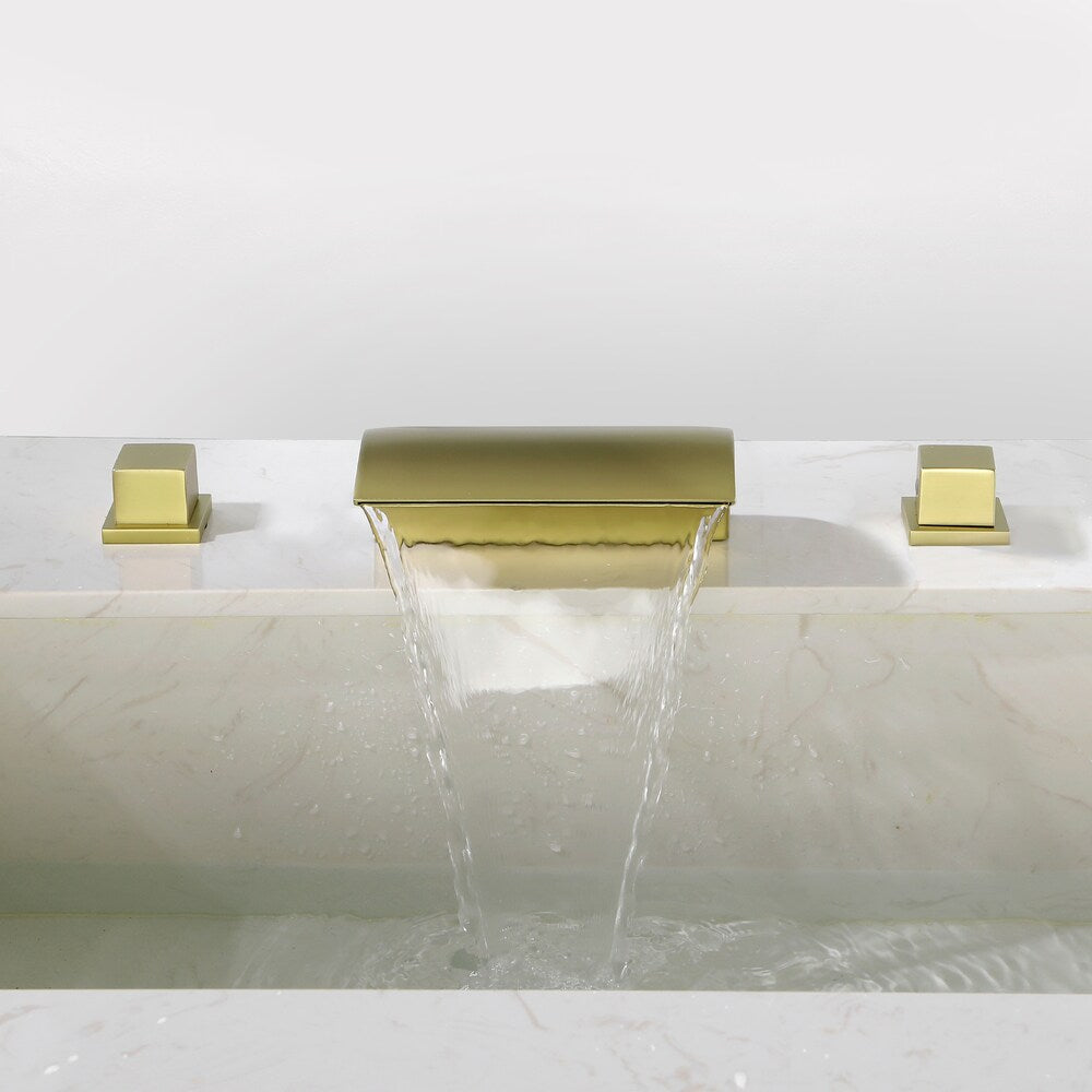 SZ3 8-inch Widespread Bathroom Sink Faucet in Brushed Gold