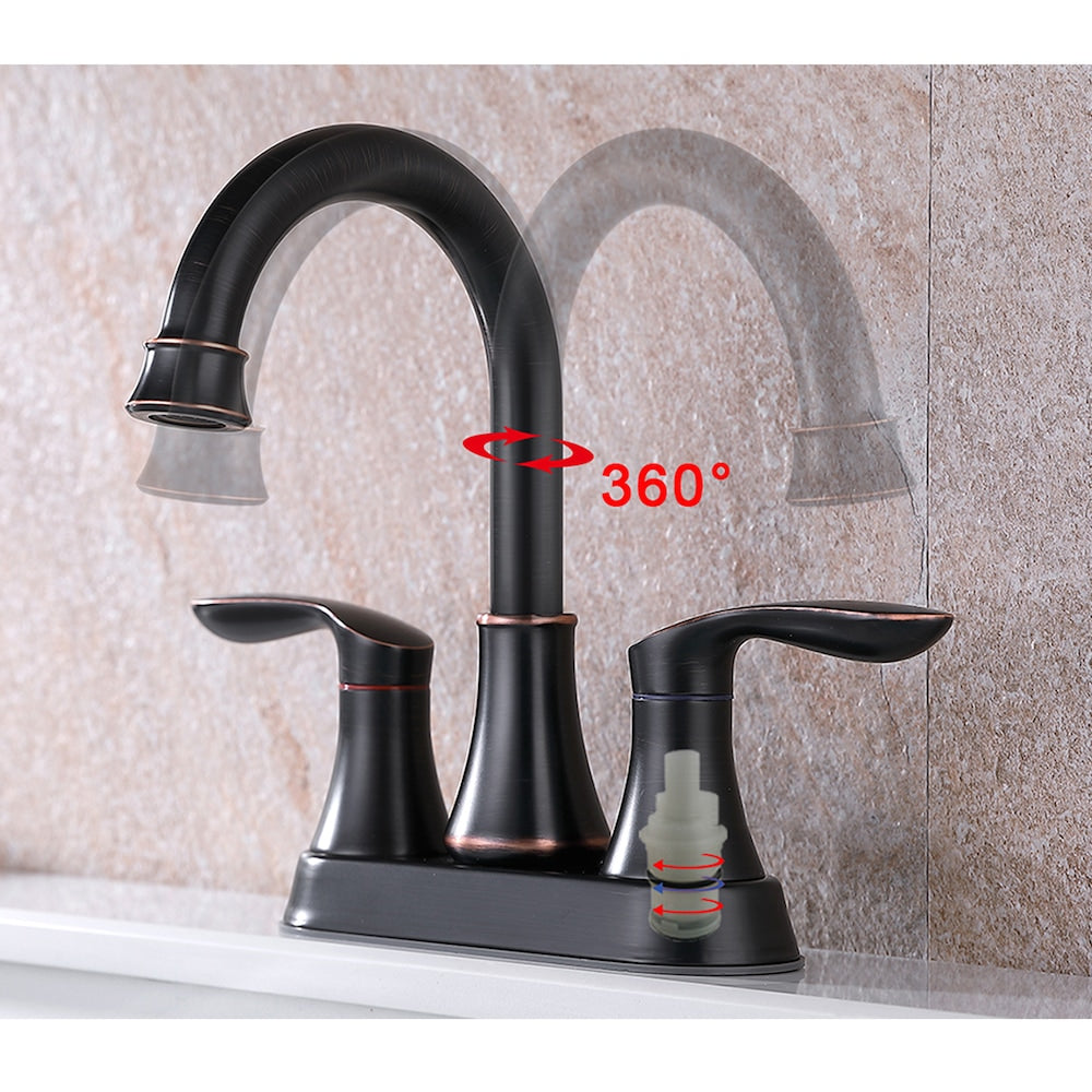 Robinet de lavabo de salle de bain central DZ3 de 4 pouces en bronze huilé