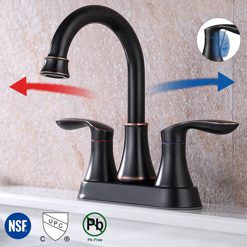 Robinet de lavabo de salle de bain central DZ3 de 4 pouces en bronze huilé