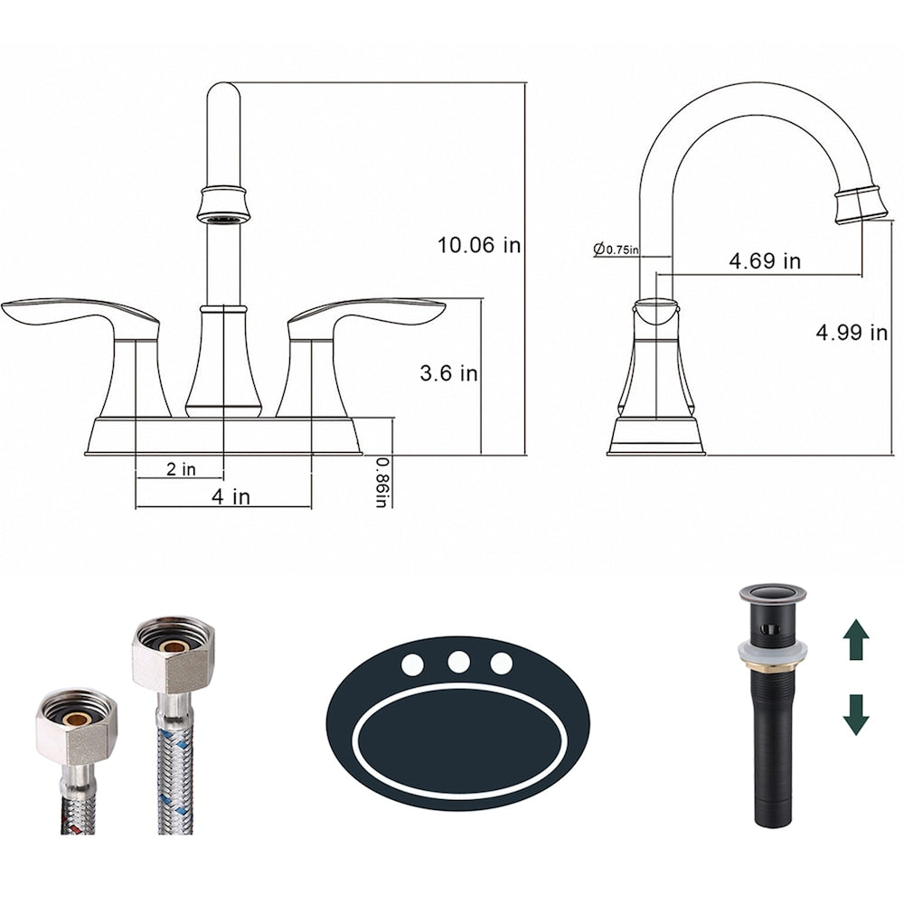 DZ4 4-inch Centreset Bathroom Sink Faucet in Brushed Nickel