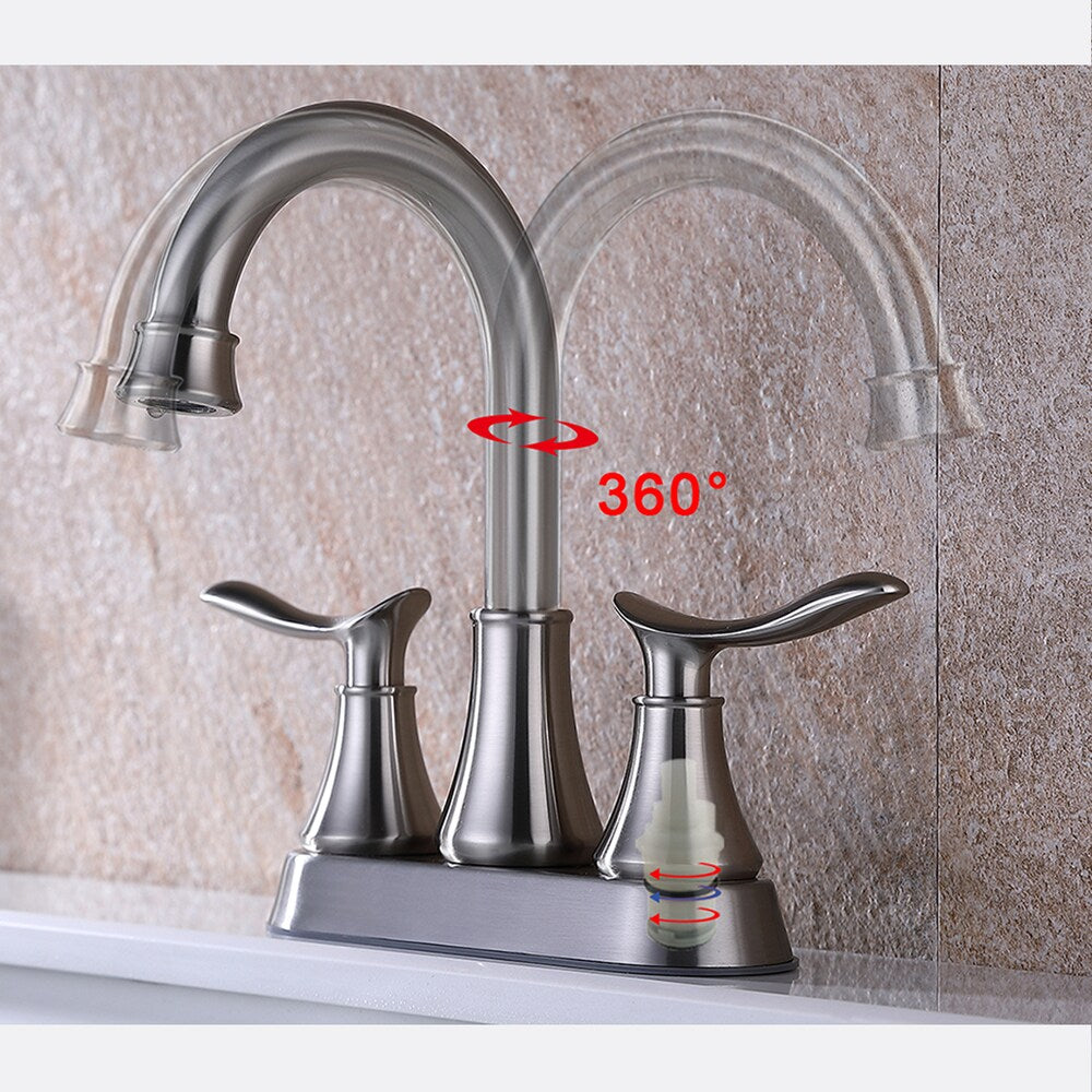 DZ4 4-inch Centreset Bathroom Sink Faucet in Brushed Nickel