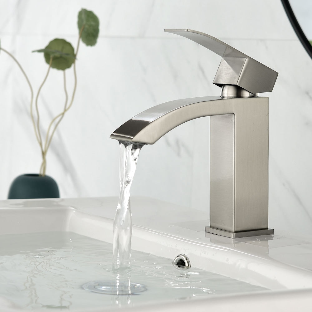 Aries Single Hole Bathroom Sink Faucet in Brushed Nickel