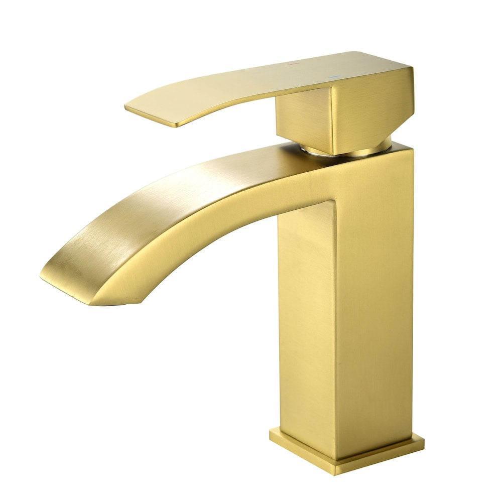 Aries Single Hole Bathroom Sink Faucet in Brushed Gold
