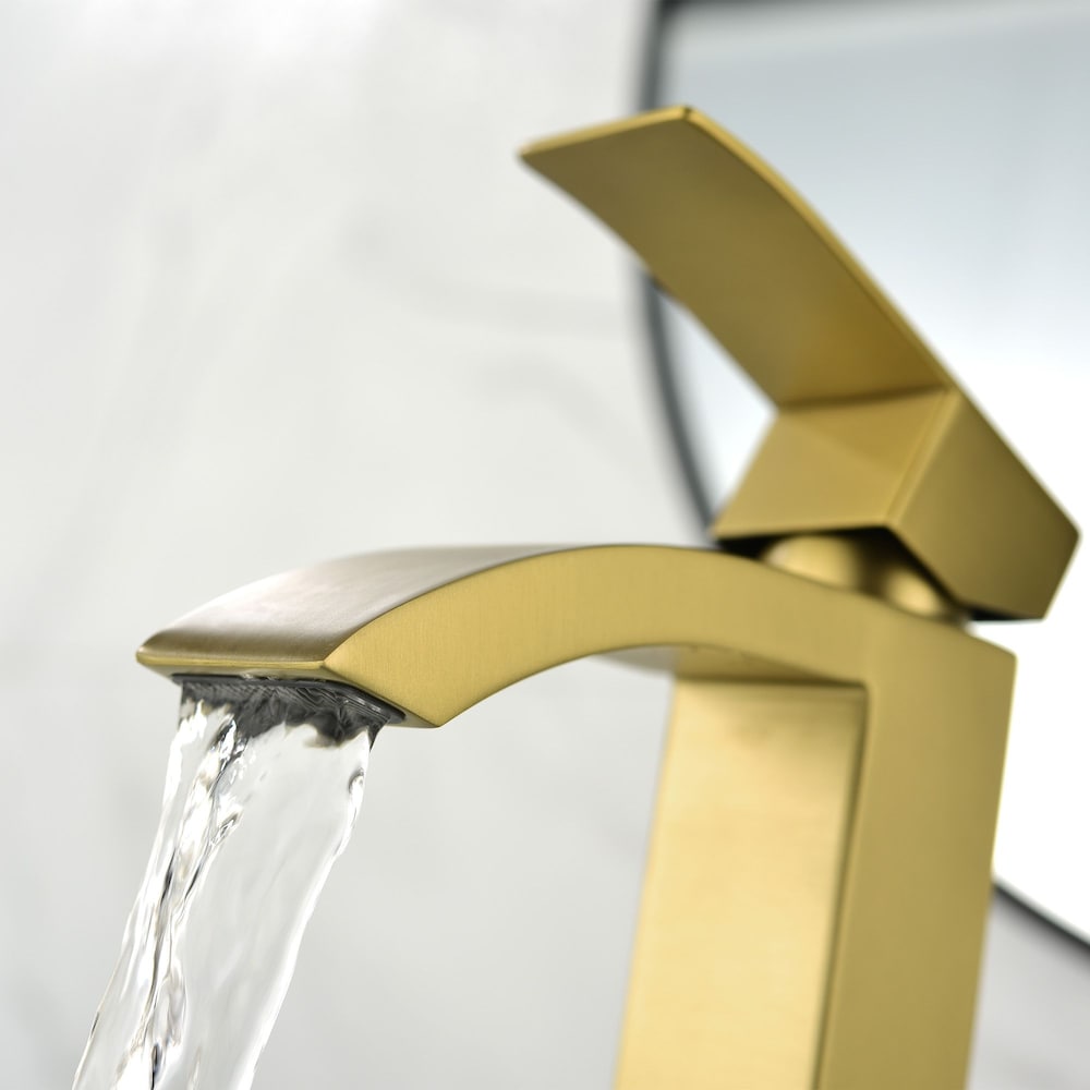 Aries Single Hole Bathroom Sink Faucet in Brushed Gold