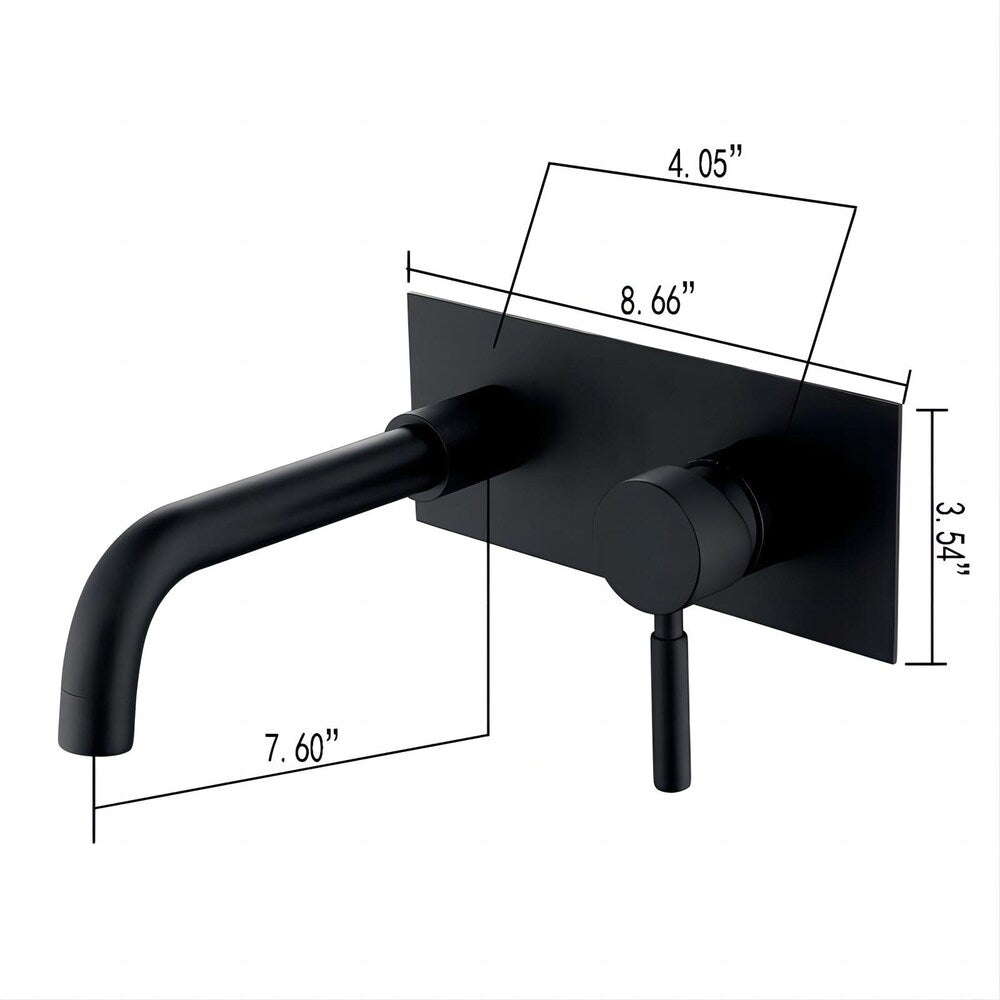 Robinet de lavabo de salle de bain à montage mural Gemini en noir mat