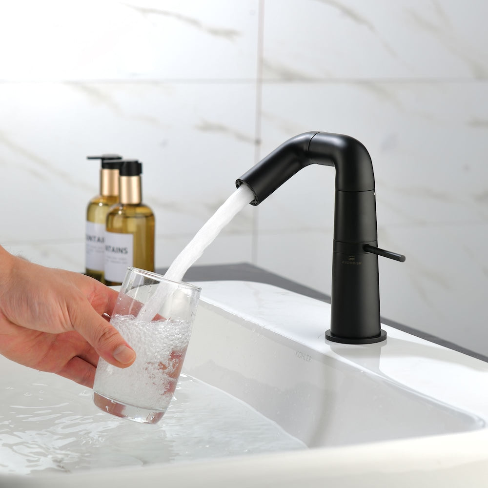 Cancer Single Hole Bathroom Sink Faucet in Matte Black