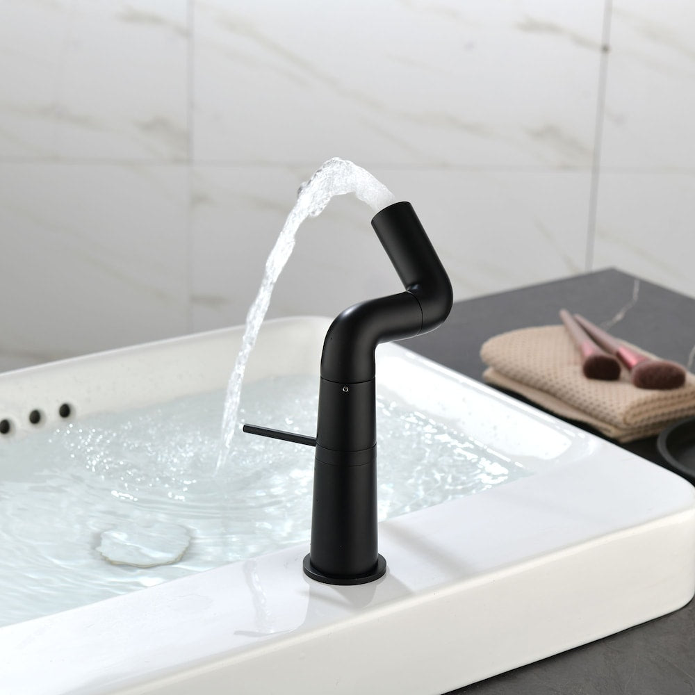 Cancer Single Hole Bathroom Sink Faucet in Matte Black