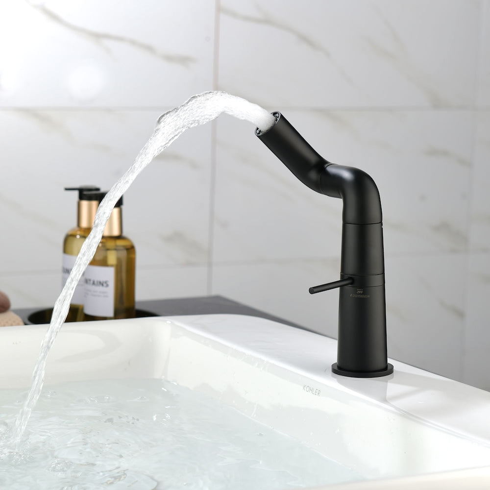 Cancer Single Hole Bathroom Sink Faucet in Matte Black