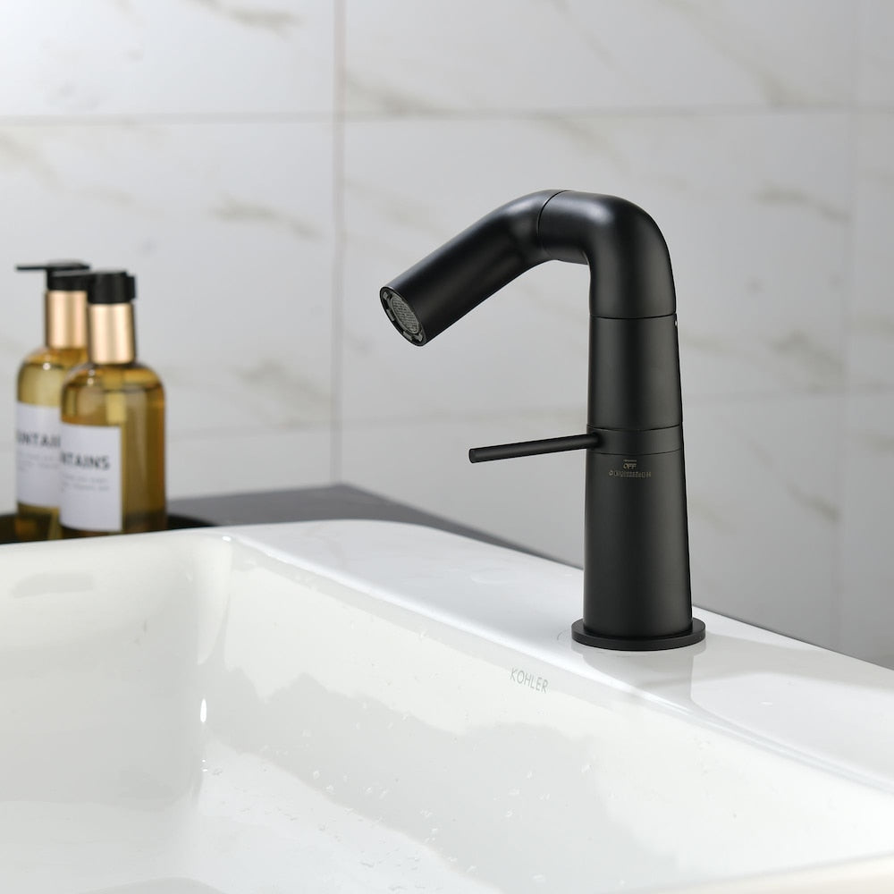 Cancer Single Hole Bathroom Sink Faucet in Matte Black