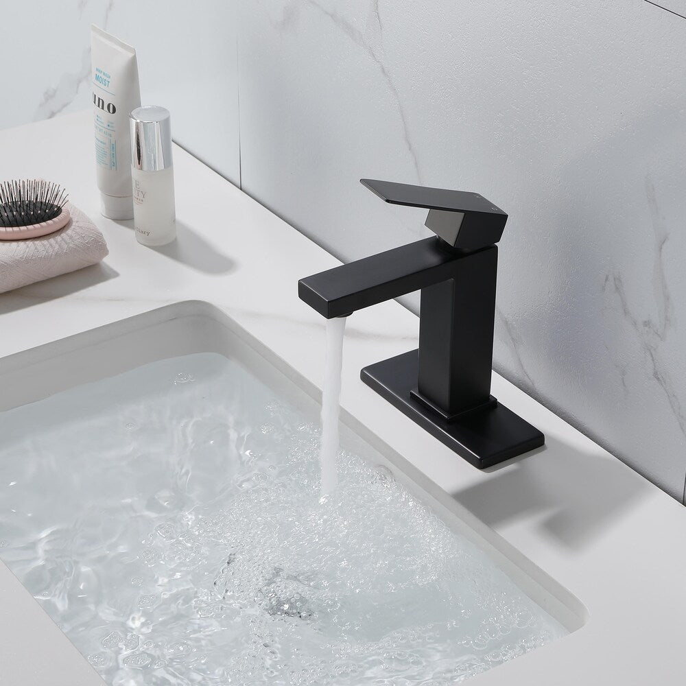 Libra Single Hole Bathroom Sink Faucet in Matte Black