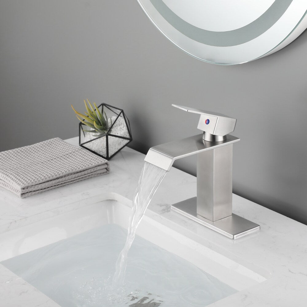 Scorpio Single Hole Bathroom Sink Faucet in Brushed Nickel