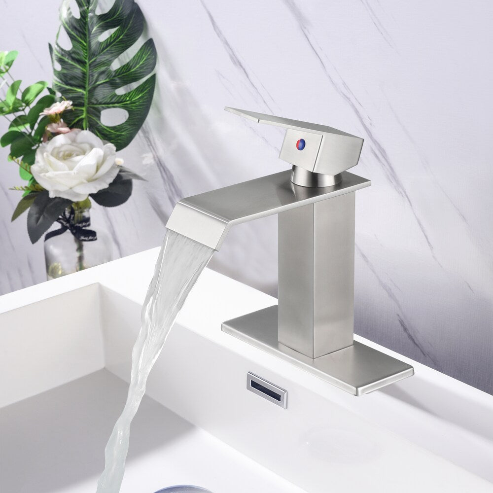 Scorpio Single Hole Bathroom Sink Faucet in Brushed Nickel