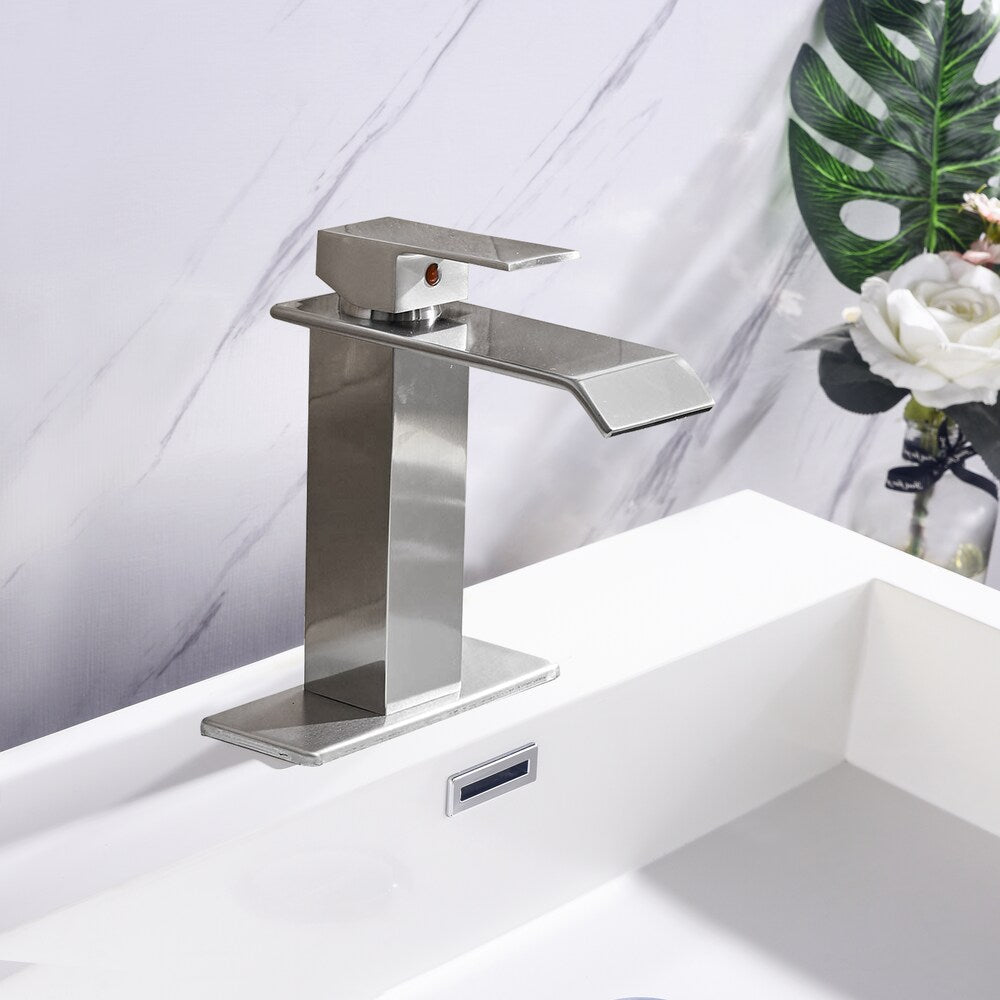 Scorpio Single Hole Bathroom Sink Faucet in Brushed Nickel