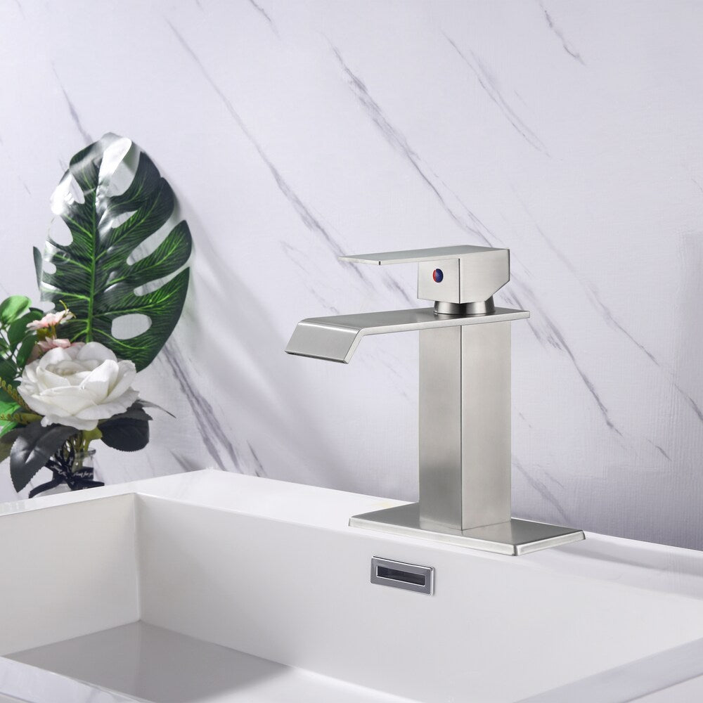 Scorpio Single Hole Bathroom Sink Faucet in Brushed Nickel