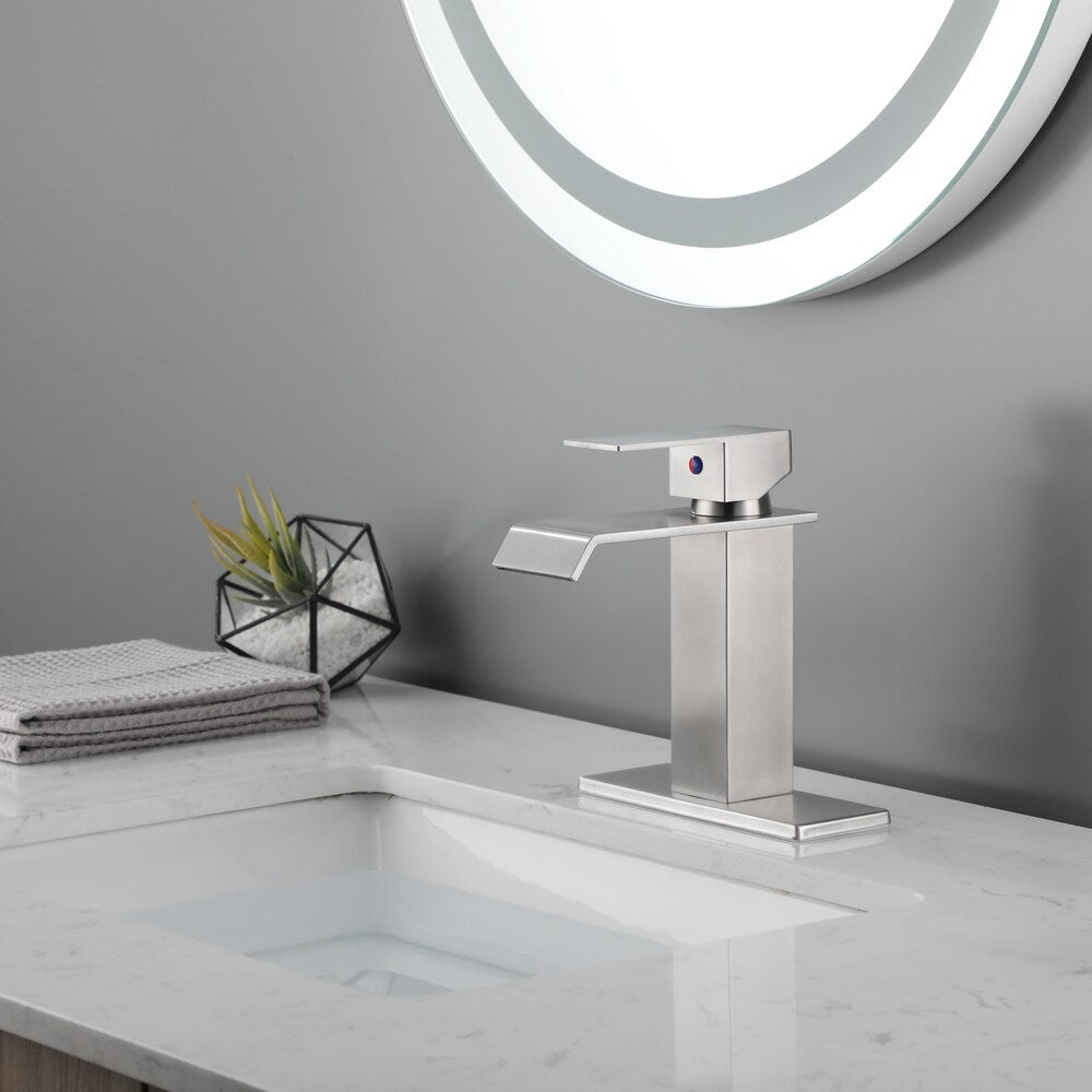 Scorpio Single Hole Bathroom Sink Faucet in Brushed Nickel