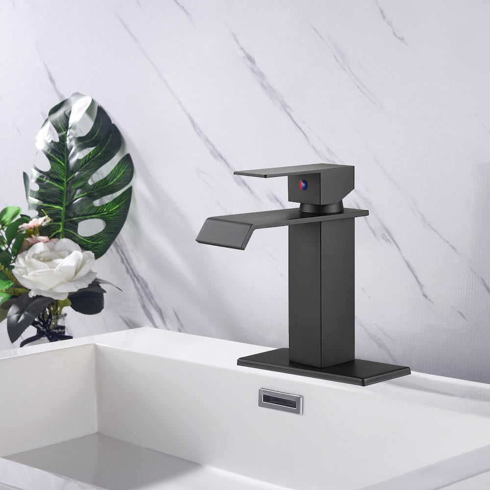 Scorpio Single Hole Bathroom Sink Faucet in Matte Black