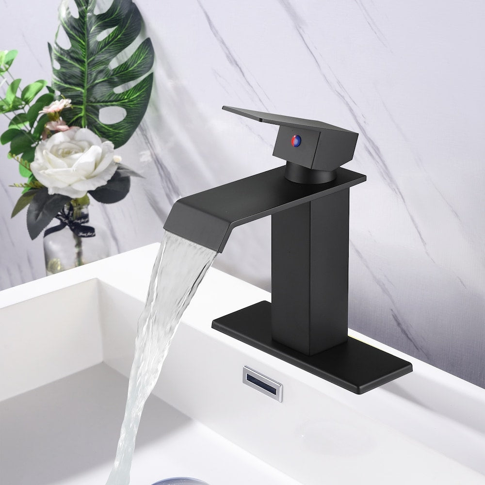 Scorpio Single Hole Bathroom Sink Faucet in Matte Black