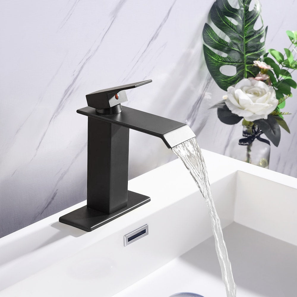 Scorpio Single Hole Bathroom Sink Faucet in Matte Black