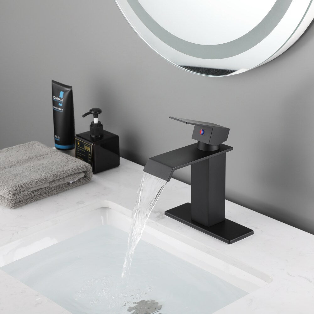 Scorpio Single Hole Bathroom Sink Faucet in Matte Black