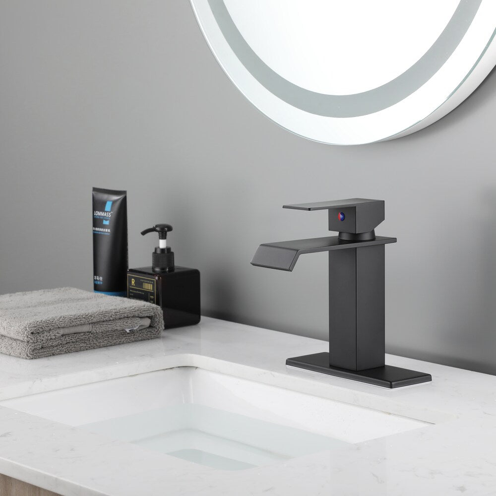 Scorpio Single Hole Bathroom Sink Faucet in Matte Black