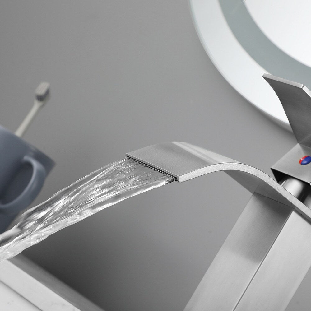 Sagittarius Single Hole Bathroom Sink Faucet in Brushed Nickel
