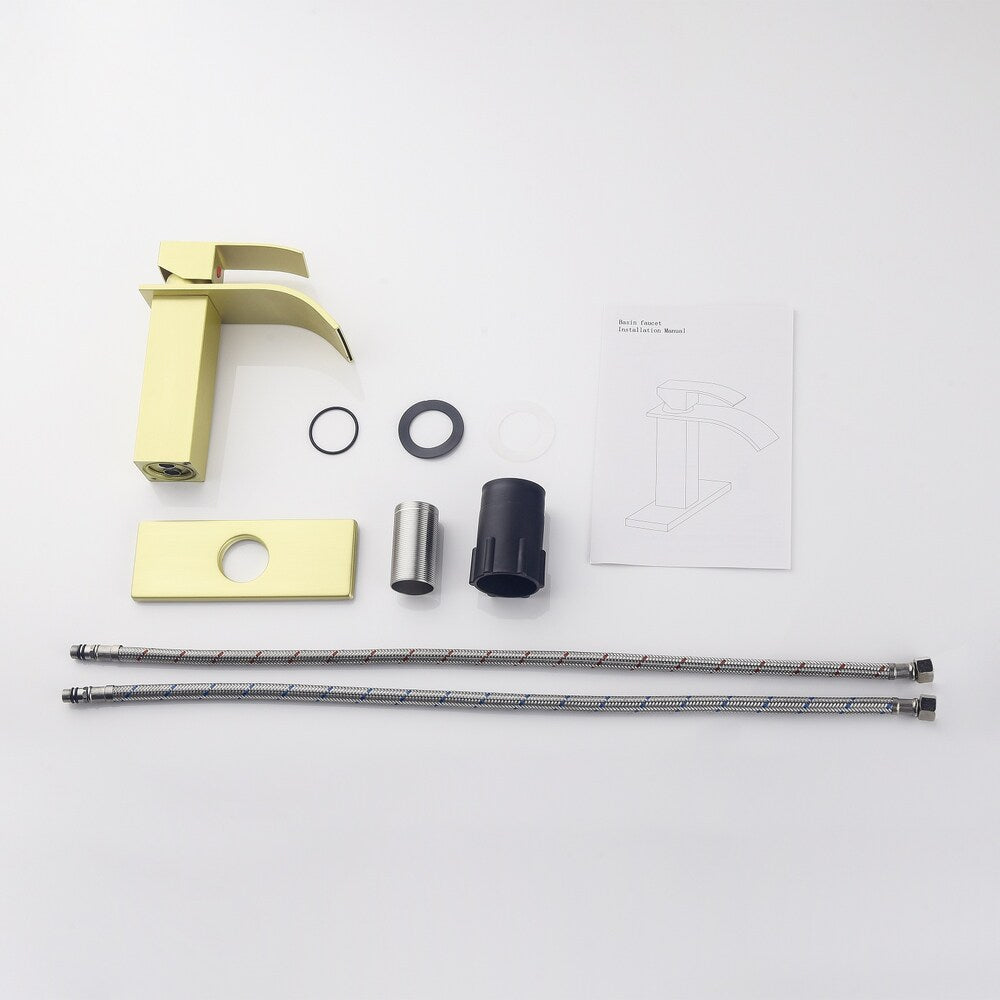 Sagittarius Single Hole Bathroom Sink Faucet in Brushed Gold