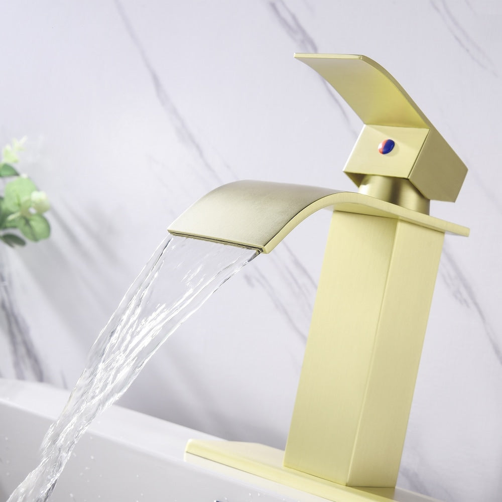 Sagittarius Single Hole Bathroom Sink Faucet in Brushed Gold
