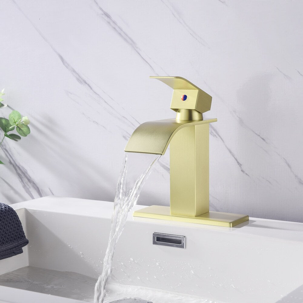 Sagittarius Single Hole Bathroom Sink Faucet in Brushed Gold