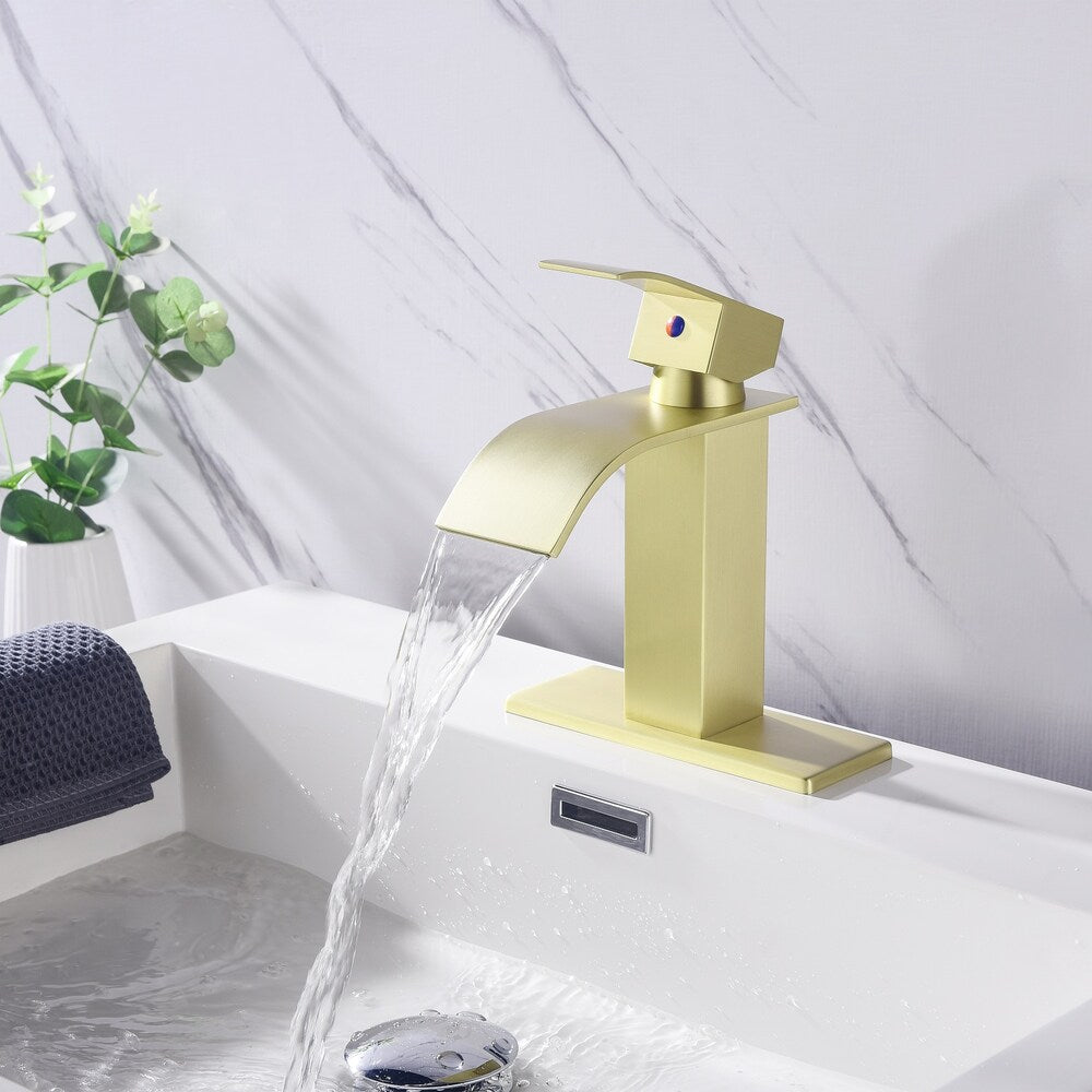 Sagittarius Single Hole Bathroom Sink Faucet in Brushed Gold