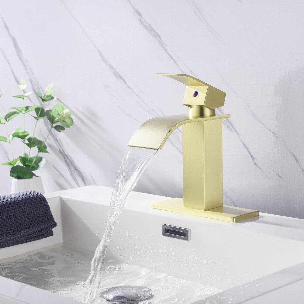 Sagittarius Single Hole Bathroom Sink Faucet in Brushed Gold