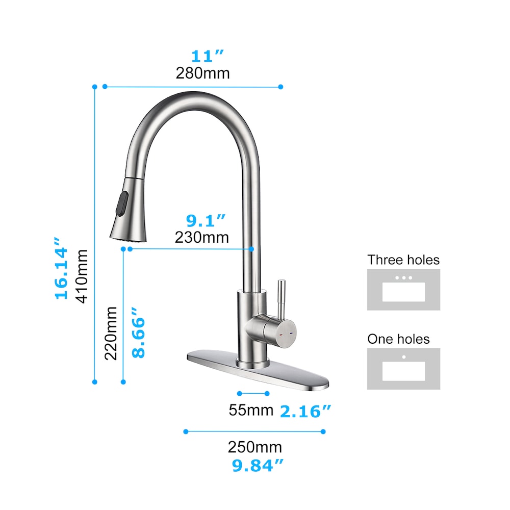 Orion Single-Handle Pull-Down Sprayer Kitchen Faucet with Deckplate in Brushed Nickel