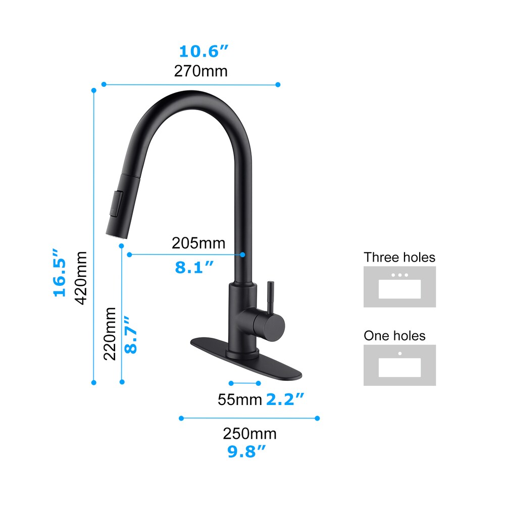 Pegasus Single-Handle Pull-Down Sprayer Kitchen Faucet with Deckplate in Matte Black