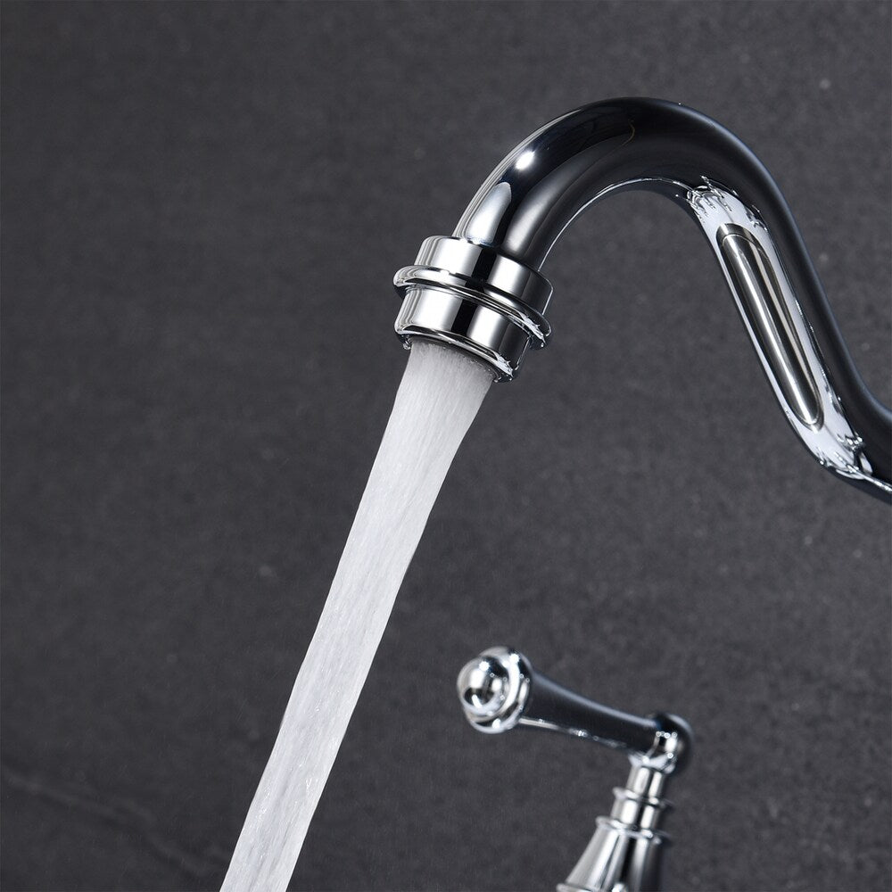 Robinet de cuisine à 2 poignées Draco avec pulvérisateur latéral en chrome
