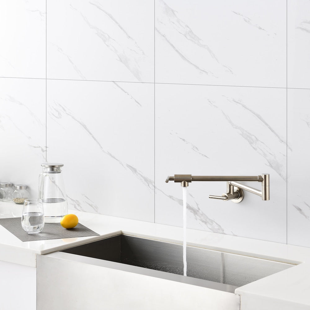 Phoenix Wall-Mounted Pot Filler in Brushed Nickel