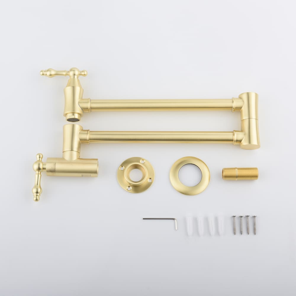 Lyra Wall-Mounted Pot Filler in Brushed Gold