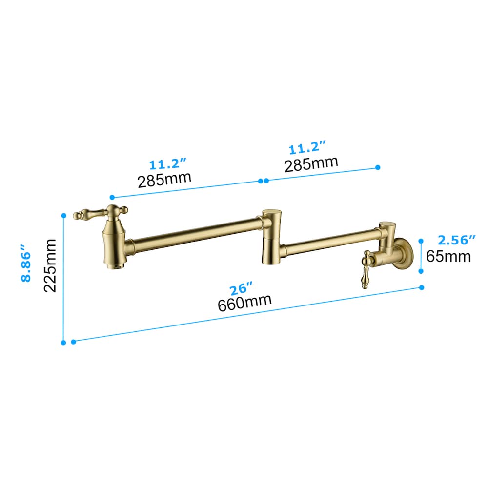 Lyra Wall-Mounted Pot Filler in Brushed Gold