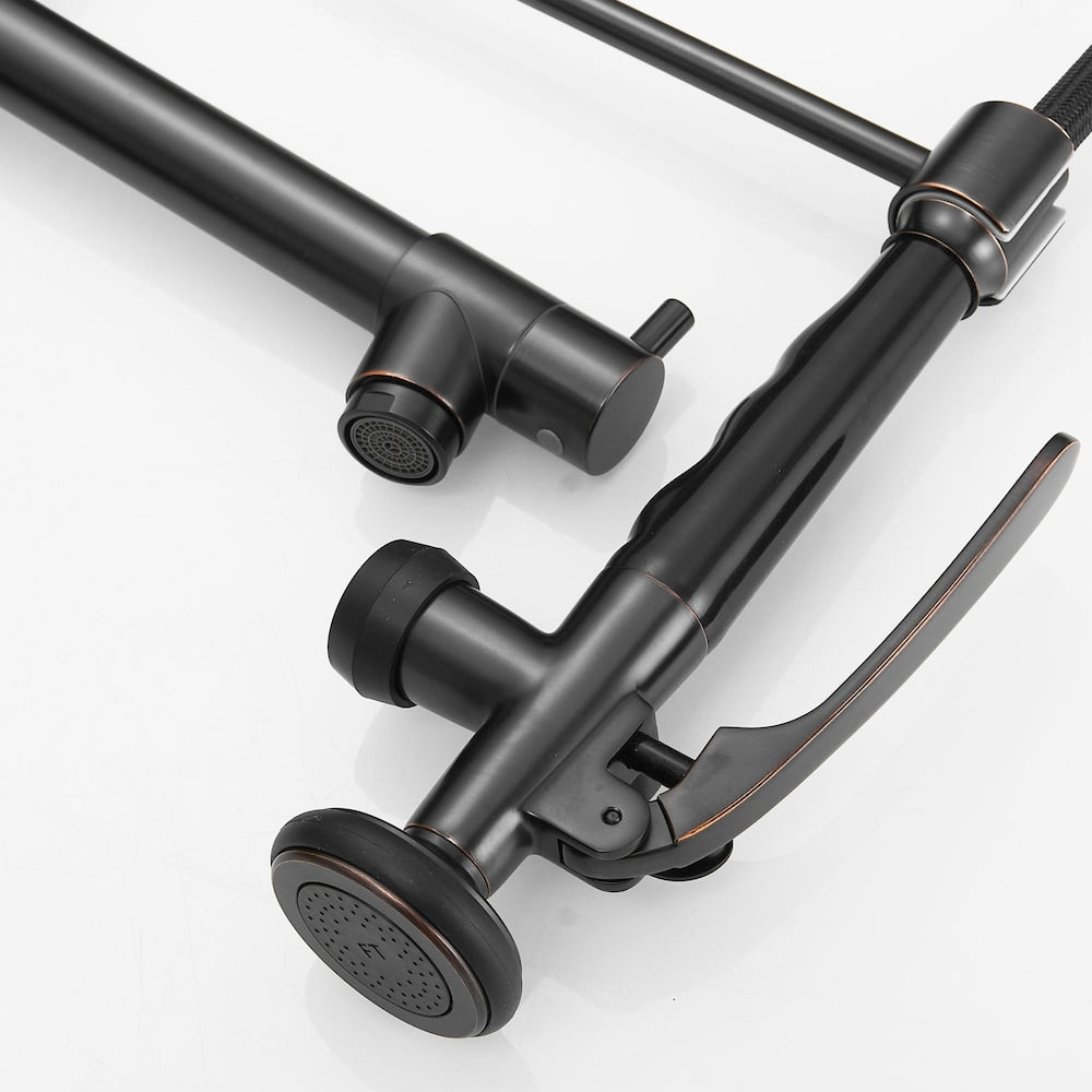 Stellar Double Handle Pull Down Kitchen Sink Faucet in Oil Rubbed Bronze