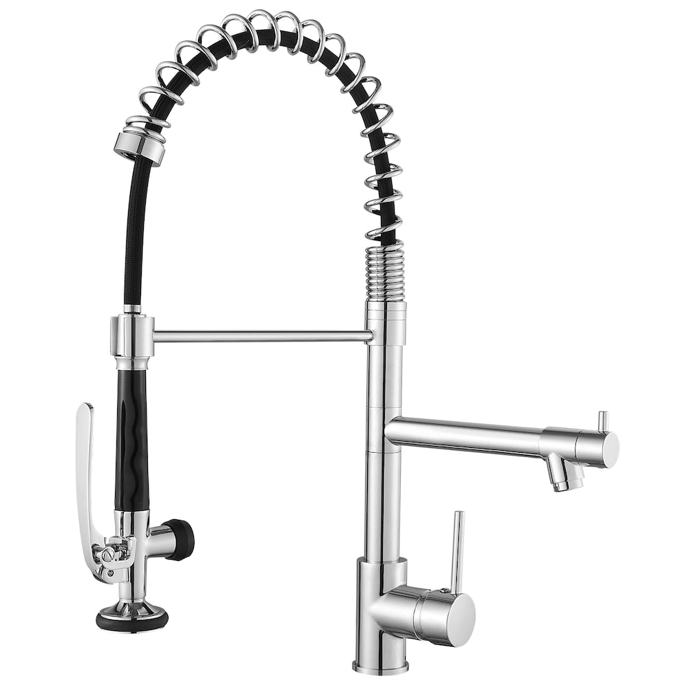 Stellar Double Handle Pull Down Kitchen Sink Faucet in Chrome