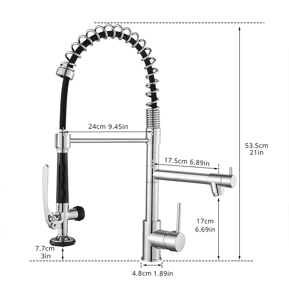 Stellar Double Handle Pull Down Kitchen Sink Faucet in Chrome