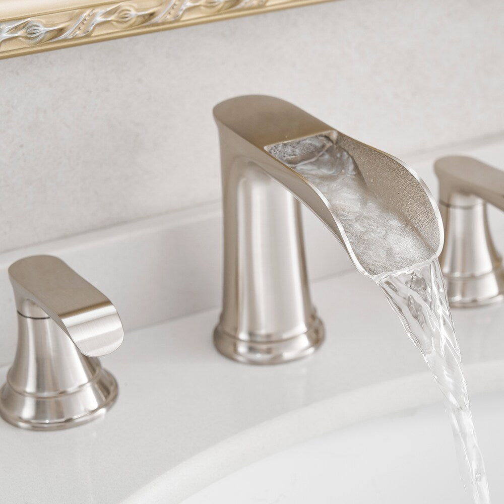 Classic Brushed Nickel 8 inches Widespread 2-Handle Bathroom Faucet with Pop-Up Drain