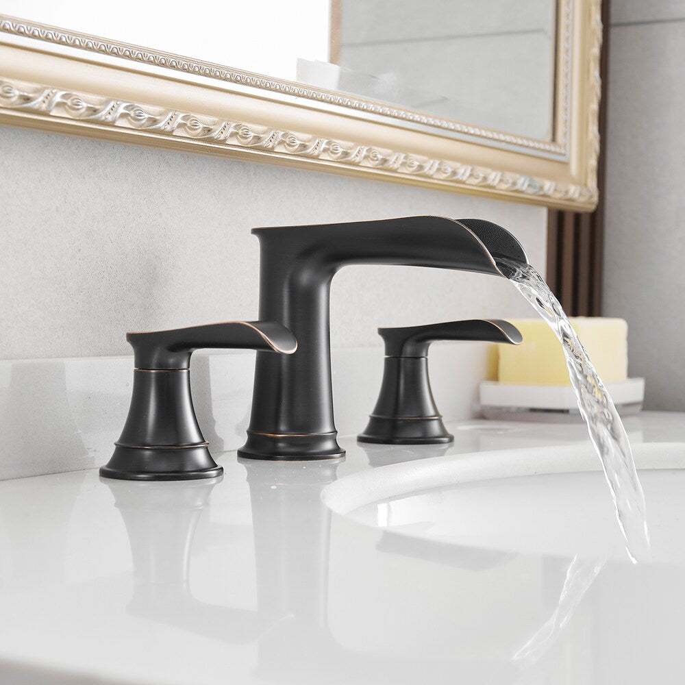 Classic Oil Rubbed Bronze 8 inches Widespread 2-Handle Bathroom Faucet with Pop-Up Drain