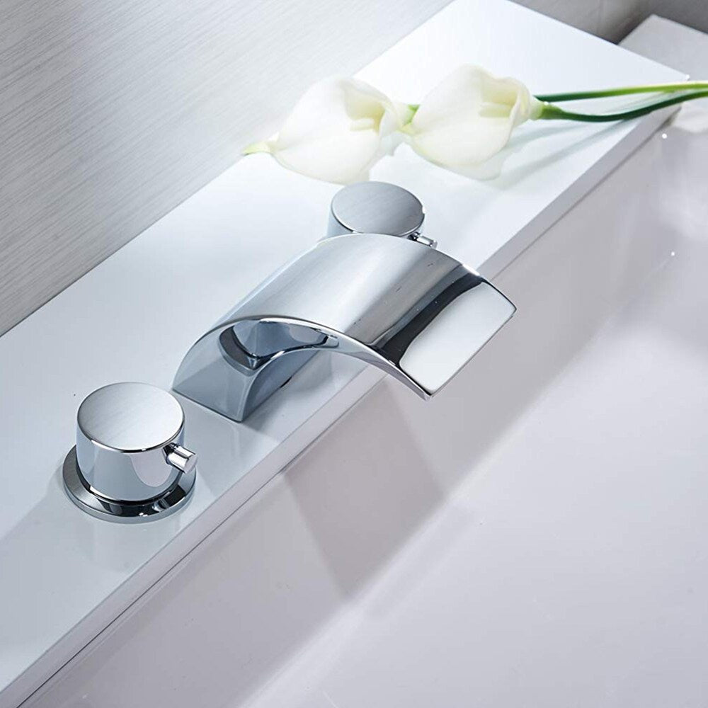 Inspire 8 inch Widespread 2-Handle Widespread Waterfall Bathroom Faucet in Chrome