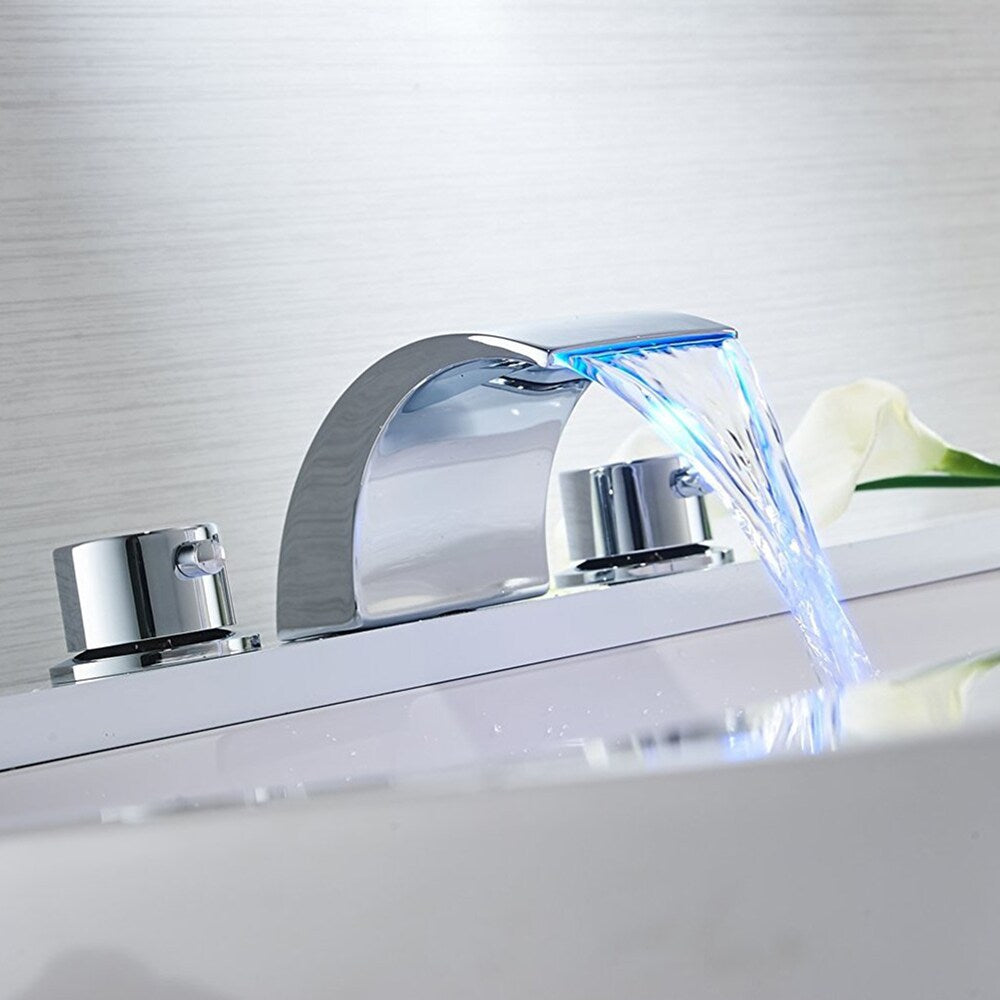 Inspire 8 inch Widespread 2-Handle Widespread Waterfall Bathroom Faucet in Chrome