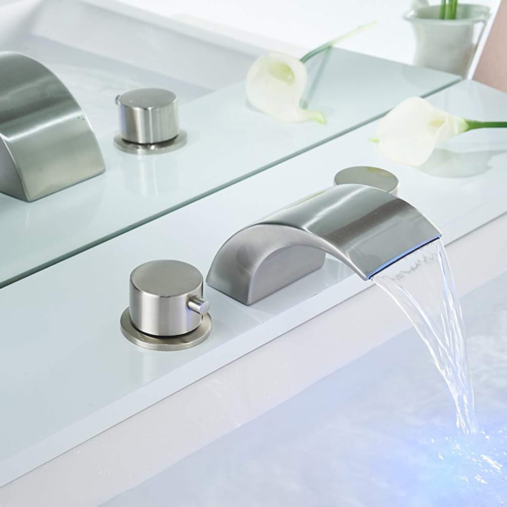 Inspire 8 inch Widespread 2-Handle Widespread Waterfall Bathroom Faucet in Brushed Nickel