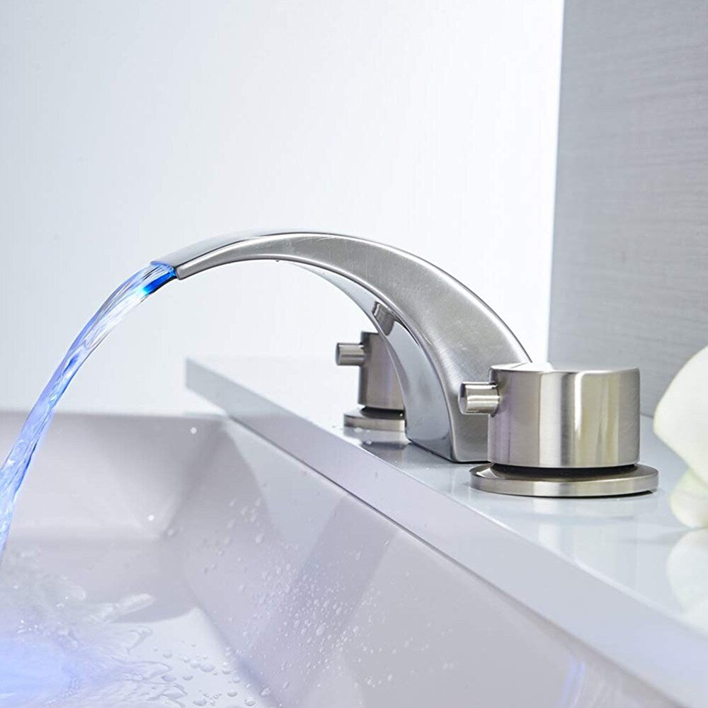 Inspire 8 inch Widespread 2-Handle Widespread Waterfall Bathroom Faucet in Brushed Nickel