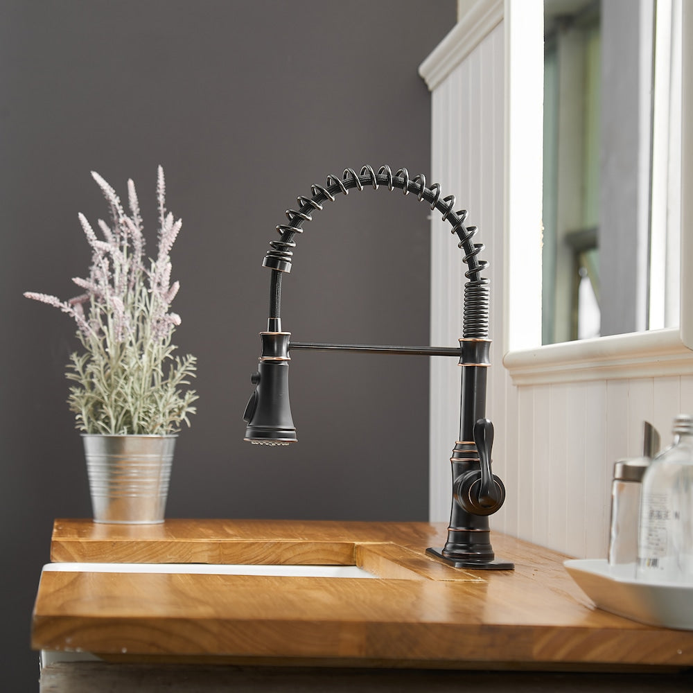 Pioneer Single-Handle Pull-Down Sprayer  3 Spray Kitchen Faucet in Oil Rubbed Bronze