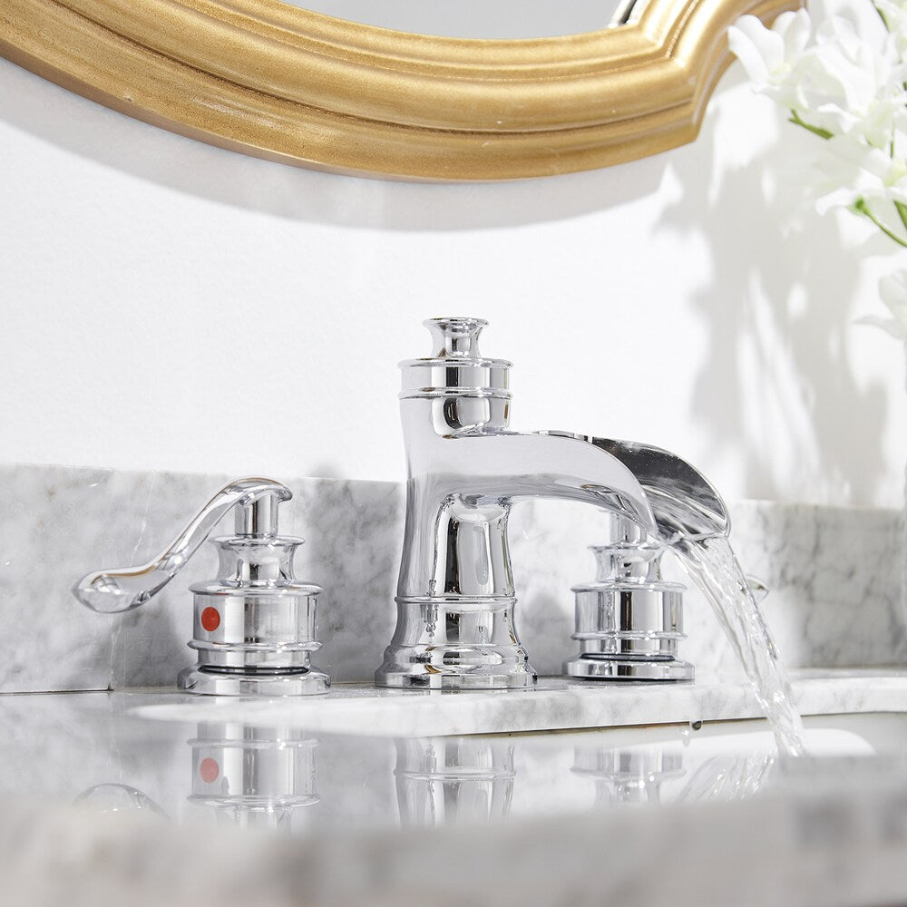 Vogue Chrome 8 inch Waterfall Widespread 2-Handle Bathroom Faucet With Pop-up Drain
