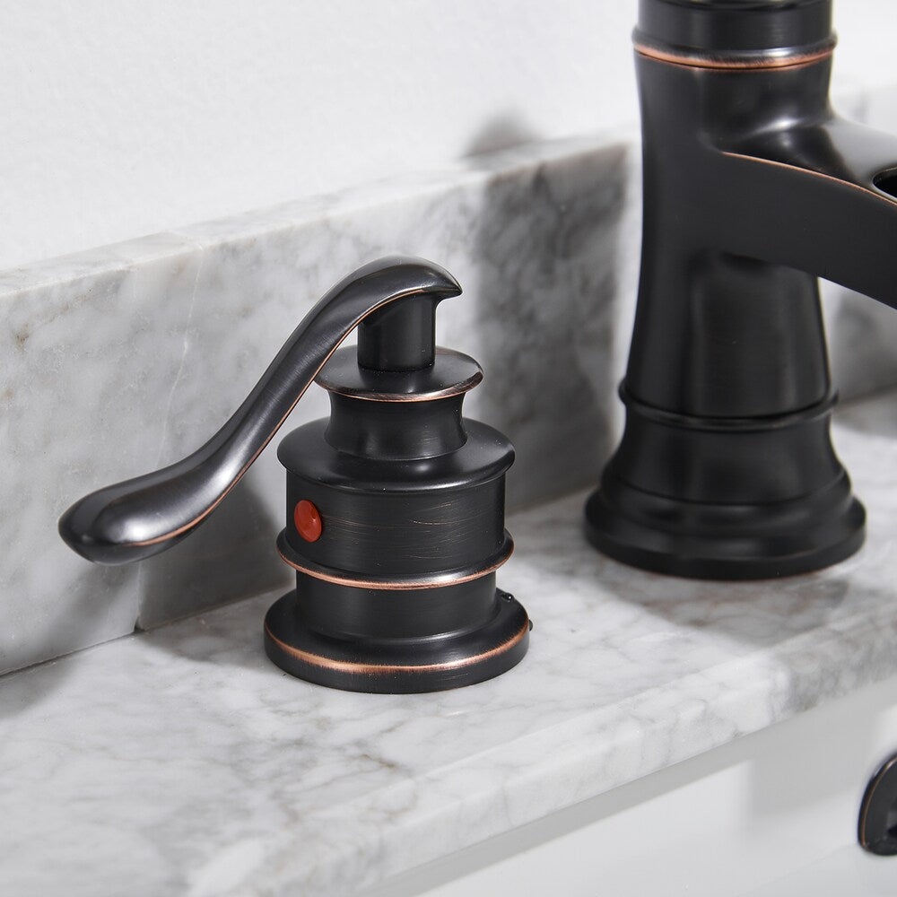 Crystal 8 inch Waterfall Widespread 2-Handle Bathroom Faucet in Oil Rubbed Bronze